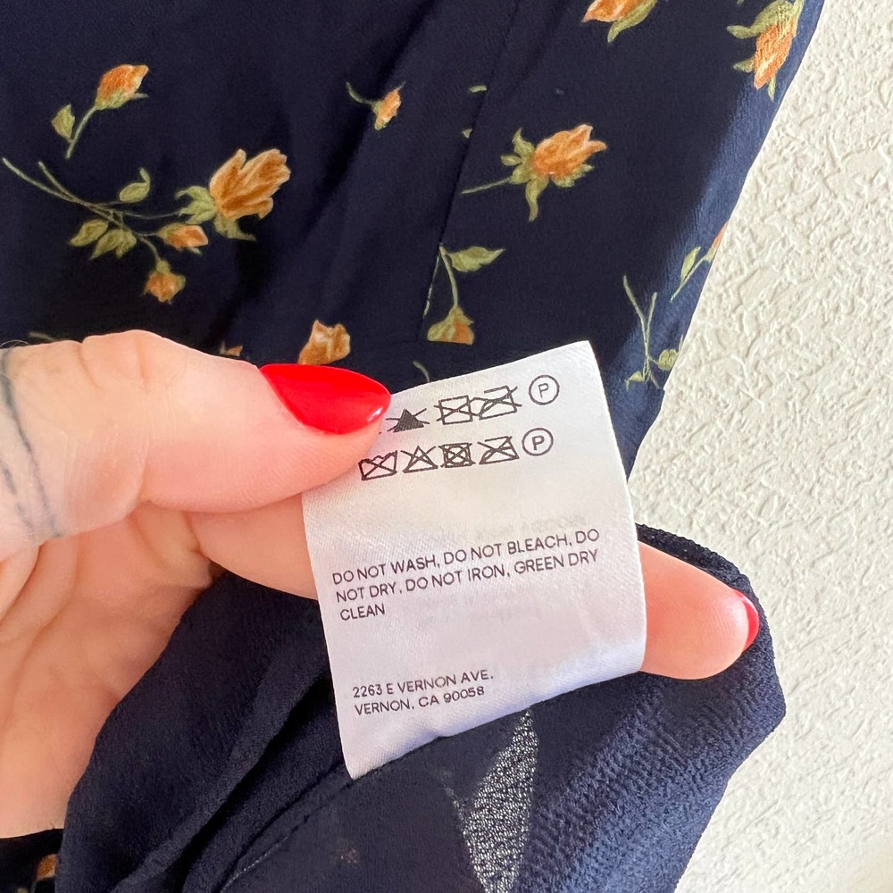 Reformation Navy Floral Midi Dress with Yellow & Green Accents - Picture 13 of 13